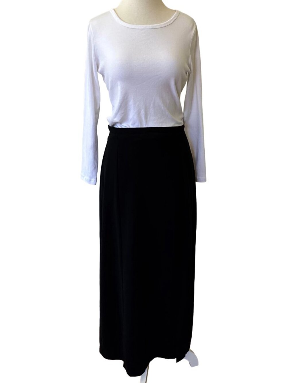 Vintage 90s Minimalist Isaac Hazan Black Maxi Skirt Side Slit Women's 10 Long